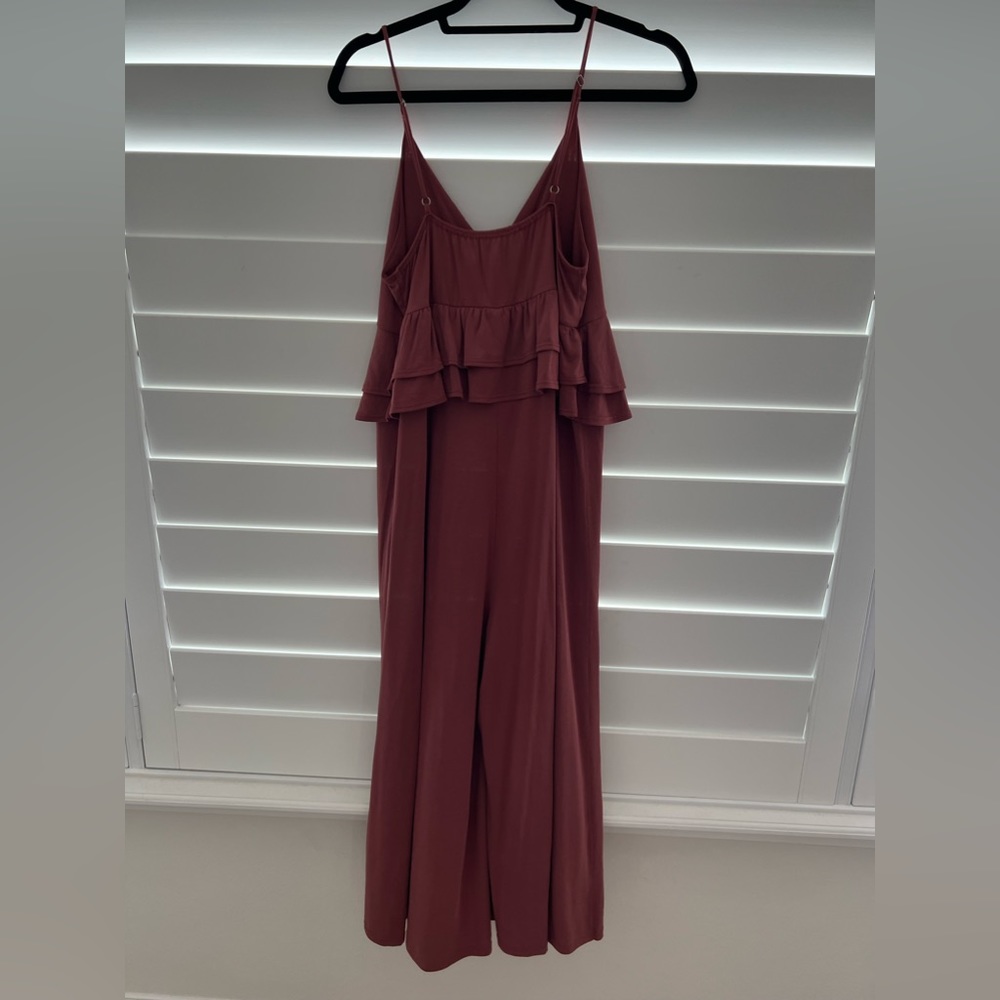 Dusty Rose Ruffle Capri Jumpsuit - Picture 3 of 3